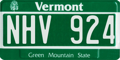 VT license plate NHV924