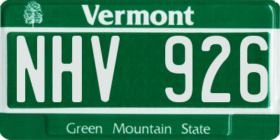 VT license plate NHV926