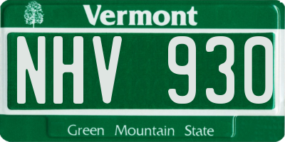 VT license plate NHV930