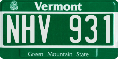 VT license plate NHV931