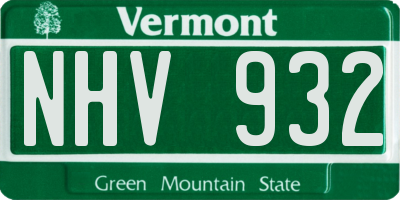 VT license plate NHV932