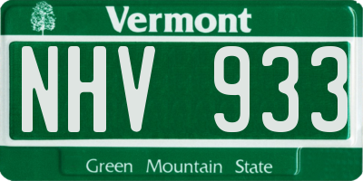 VT license plate NHV933