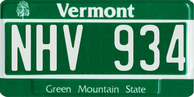 VT license plate NHV934