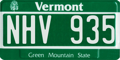 VT license plate NHV935