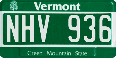 VT license plate NHV936
