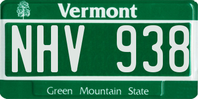 VT license plate NHV938
