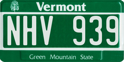 VT license plate NHV939