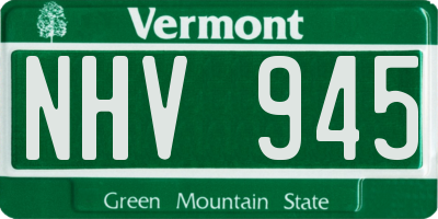 VT license plate NHV945