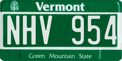 VT license plate NHV954