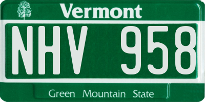 VT license plate NHV958
