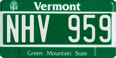 VT license plate NHV959