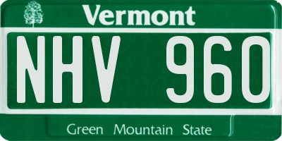 VT license plate NHV960