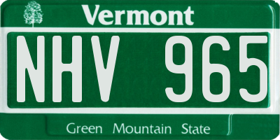 VT license plate NHV965