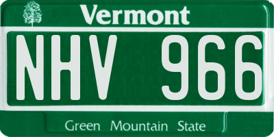 VT license plate NHV966