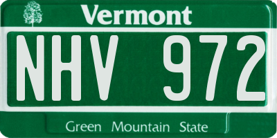 VT license plate NHV972