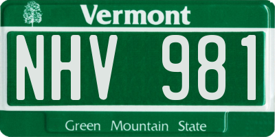 VT license plate NHV981