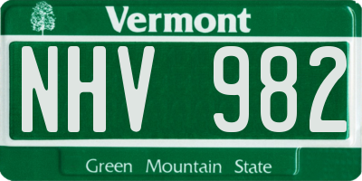 VT license plate NHV982
