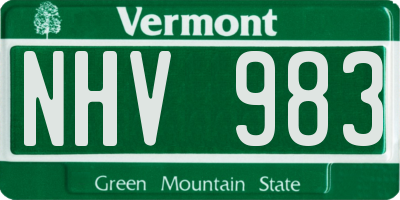 VT license plate NHV983