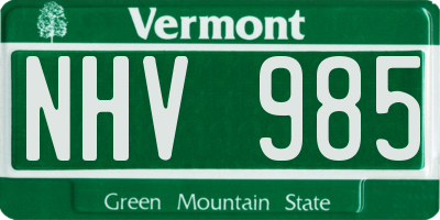 VT license plate NHV985