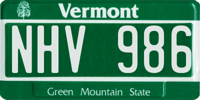 VT license plate NHV986