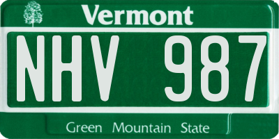 VT license plate NHV987