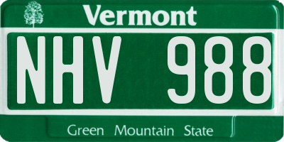 VT license plate NHV988