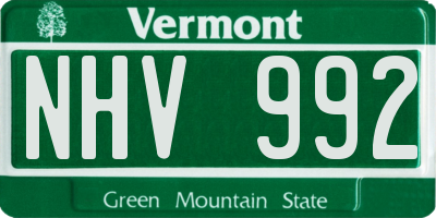VT license plate NHV992