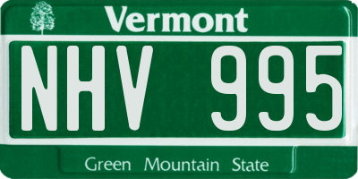 VT license plate NHV995