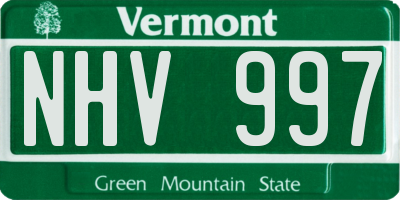 VT license plate NHV997