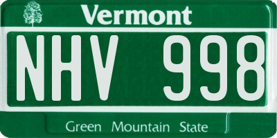 VT license plate NHV998