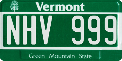 VT license plate NHV999