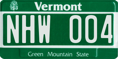 VT license plate NHW004