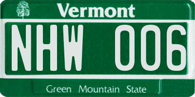 VT license plate NHW006