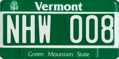 VT license plate NHW008
