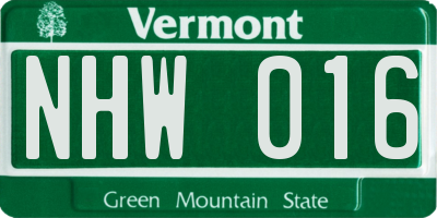 VT license plate NHW016