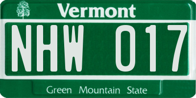 VT license plate NHW017