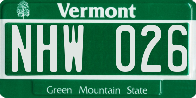 VT license plate NHW026