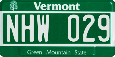 VT license plate NHW029