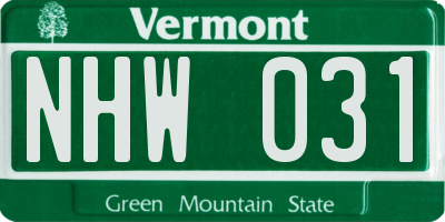 VT license plate NHW031