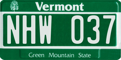 VT license plate NHW037