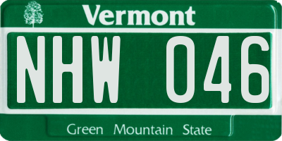 VT license plate NHW046
