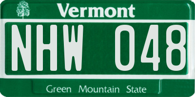 VT license plate NHW048