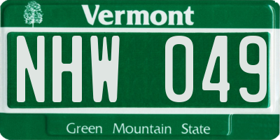 VT license plate NHW049