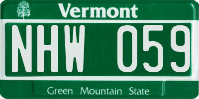 VT license plate NHW059
