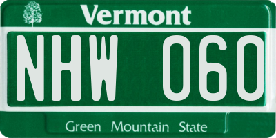 VT license plate NHW060
