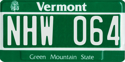 VT license plate NHW064