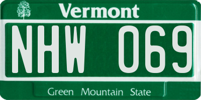 VT license plate NHW069