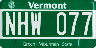 VT license plate NHW077