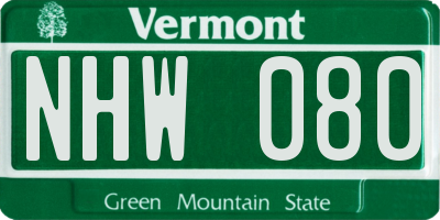 VT license plate NHW080