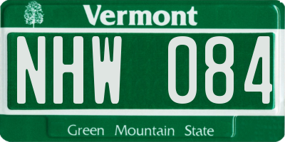 VT license plate NHW084